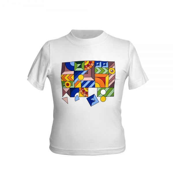 Футболка для дівчаток/для хлопчиків WP Merchandise Геометричні фігури р.128 білий FWPKIDTSGF23WT128 