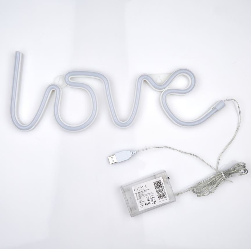 Неонова вивіска Luna LUDS-NEO-33 Love рожевий/теплий білий