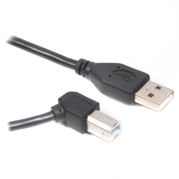 Кабель Cablexpert 3 м чорний (CCP-USB2-AMBM90-10) USB2.0 A-тато/B-тато, кутовий 