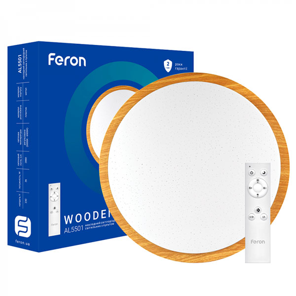 Світильник світлодіодний Feron AL5501 Wooden з пультом д/к 36 Вт білий 3000-6500 К 