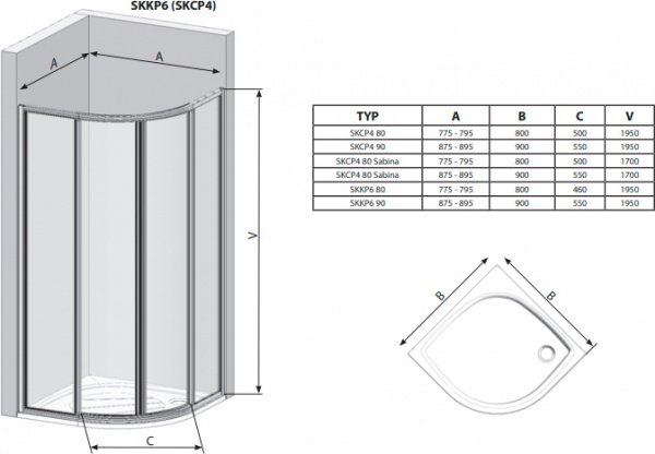 Душове огородження Ravak Supernova SKCP4 білий+grape 3117O102ZG