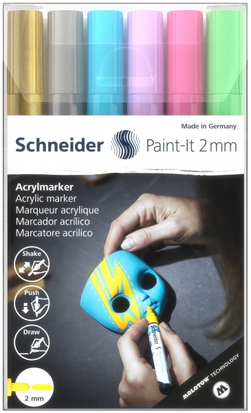 Маркер акриловий Schneider Paint-it 310 2 мм Wallet Set2 S120196 різнокольоровий 
