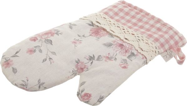 Рукавичка-прихватка Троянди 16x33 см рожевий в клітинку Прованс 
