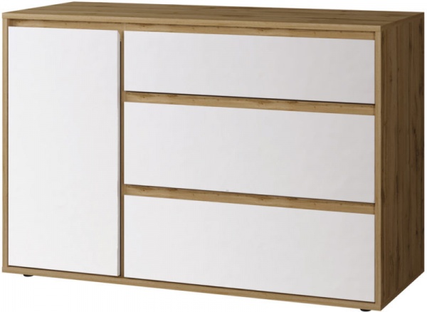 Комод SOKME 1Д/3Ш Нитро Софт дерево светлое/белый 