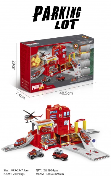 Ігровий набір Shantou Паркінг пожежна станція 4 машинки 48.5x29x7,5 см HJP1133715