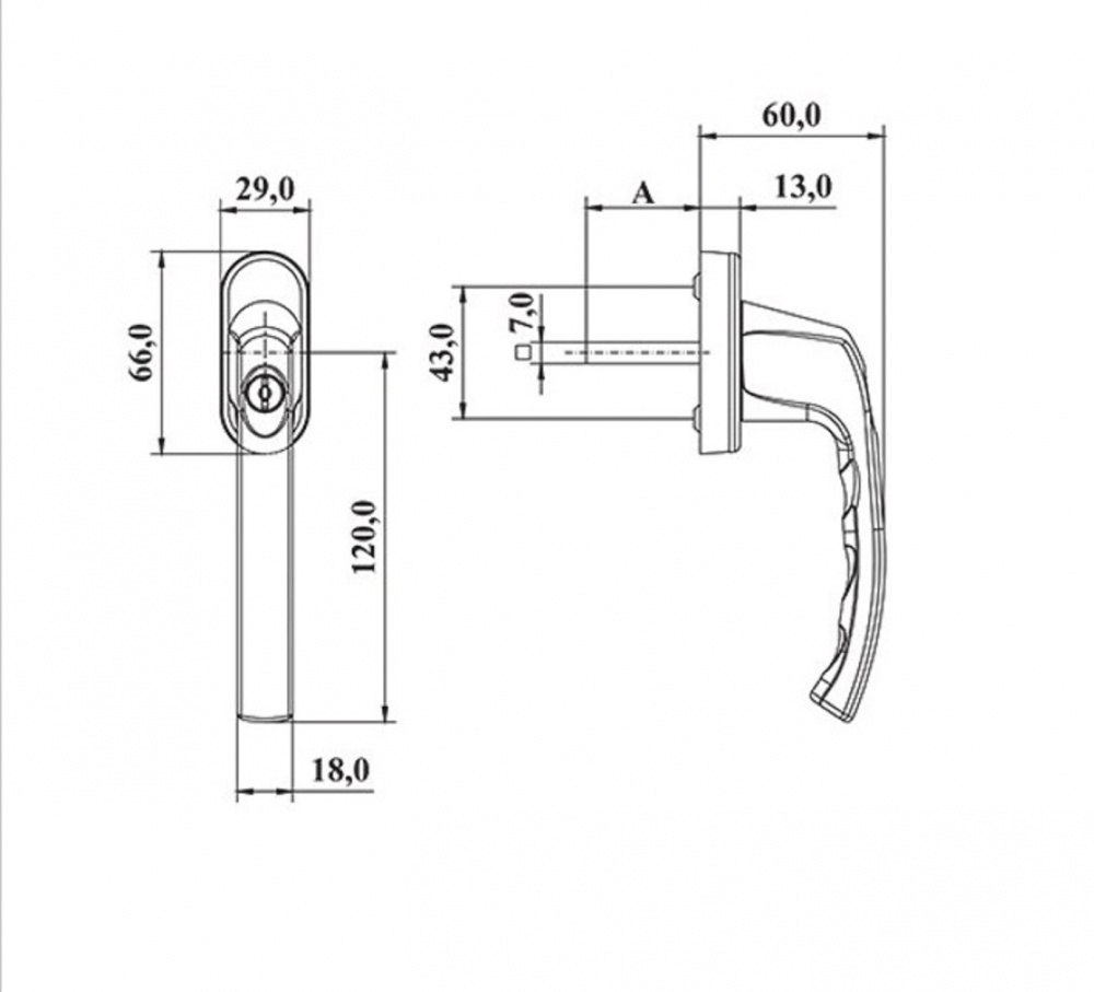 Ручка кнопка-ключ белая Ral 9016 WH 038/37 Antey