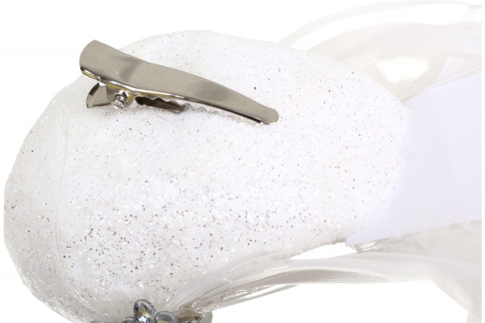 Декорація пташка королівська з пір'ям 21 см білий D183011