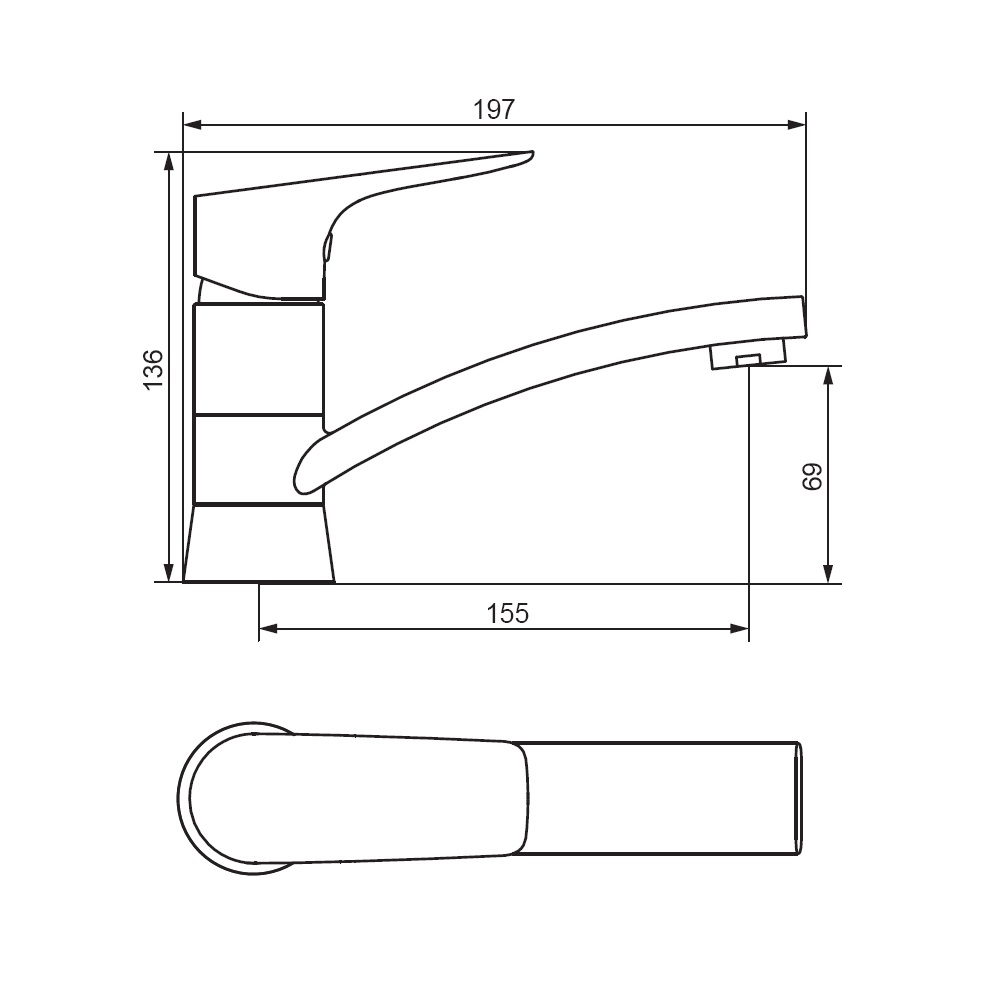 Смеситель для умывальника Damixa Jupiter 770220001 с поворотным изливом