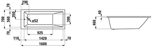 Ванна акрилова Laufen Pro 160x70 Pro H2359500000001
