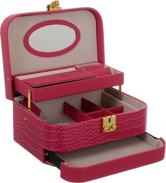 Шкатулка для украшений розовая 23х17х11.5 см Delux