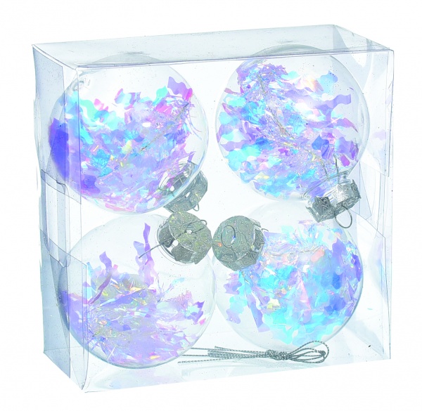 Набор шариков цветная мишура B-386792 d80 мм 4 шт./уп. 