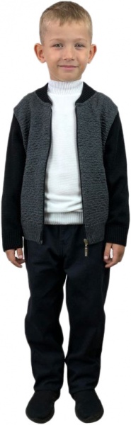 Бомбер для мальчика ART KNIT р.140 серый 