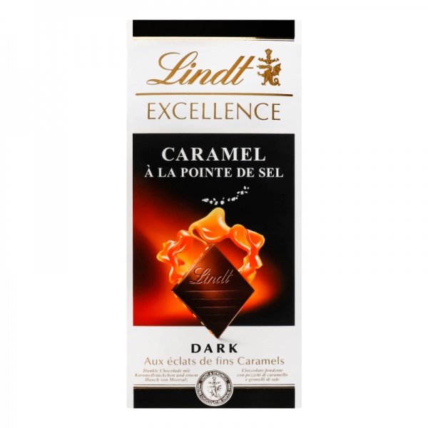 Черный шоколад LINDT карамель с солью 100 г Excellence