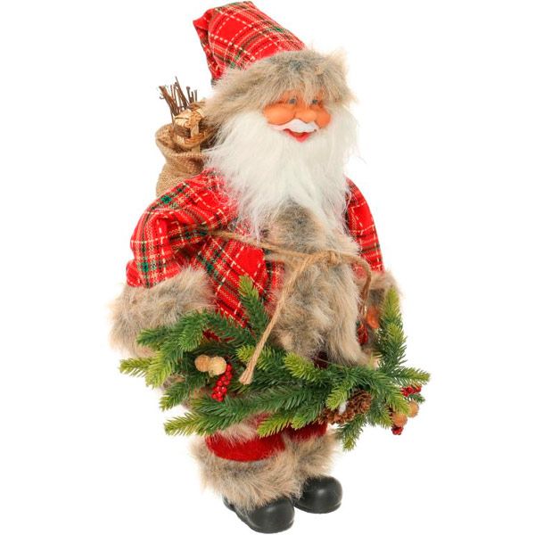 Фігура Дід Мороз лісовий S17102С 40 см червоно-сірий