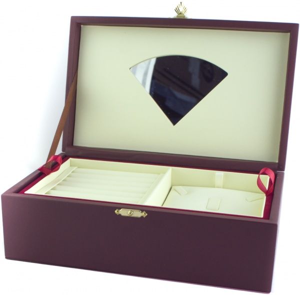 Шкатулка для украшений Шкатулка средняя двухуровневая Апата мат-л кожзам. Цвет бордо/слоновая кость 220x136x75