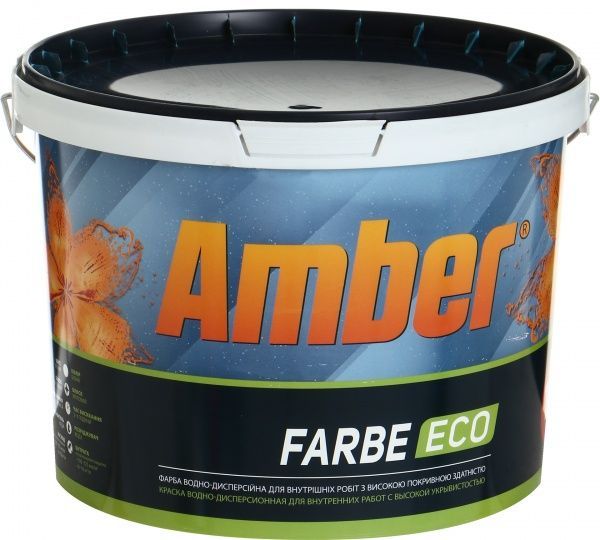 Фарба акрилова водоемульсійна Amber Farbe ECO інтер'єрна мат білий 10л