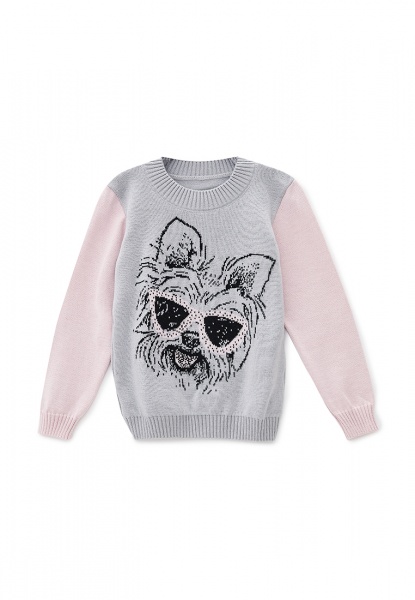 Джемпер детский для девочки ART KNIT Йорк р.98-104 светло-серый 