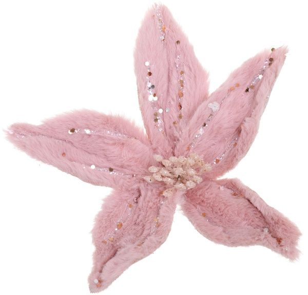 Декорация новогодняя Цветок 20 см розовый