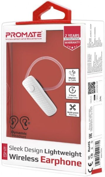 Bluetooth-гарнітура Promate Bluetooth 5 white (shift.white) 