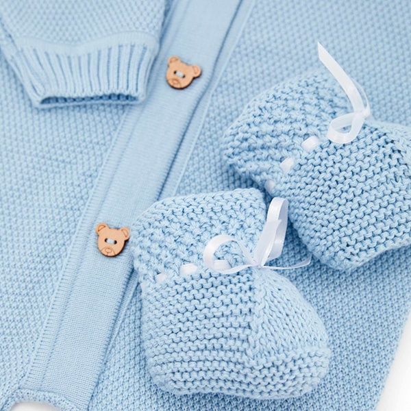 Человечек Аrt Knit + плед и пинетки р.62 серо-голубой 