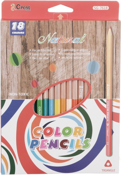 Набір кольорових олівців Nature 18 шт рожевий