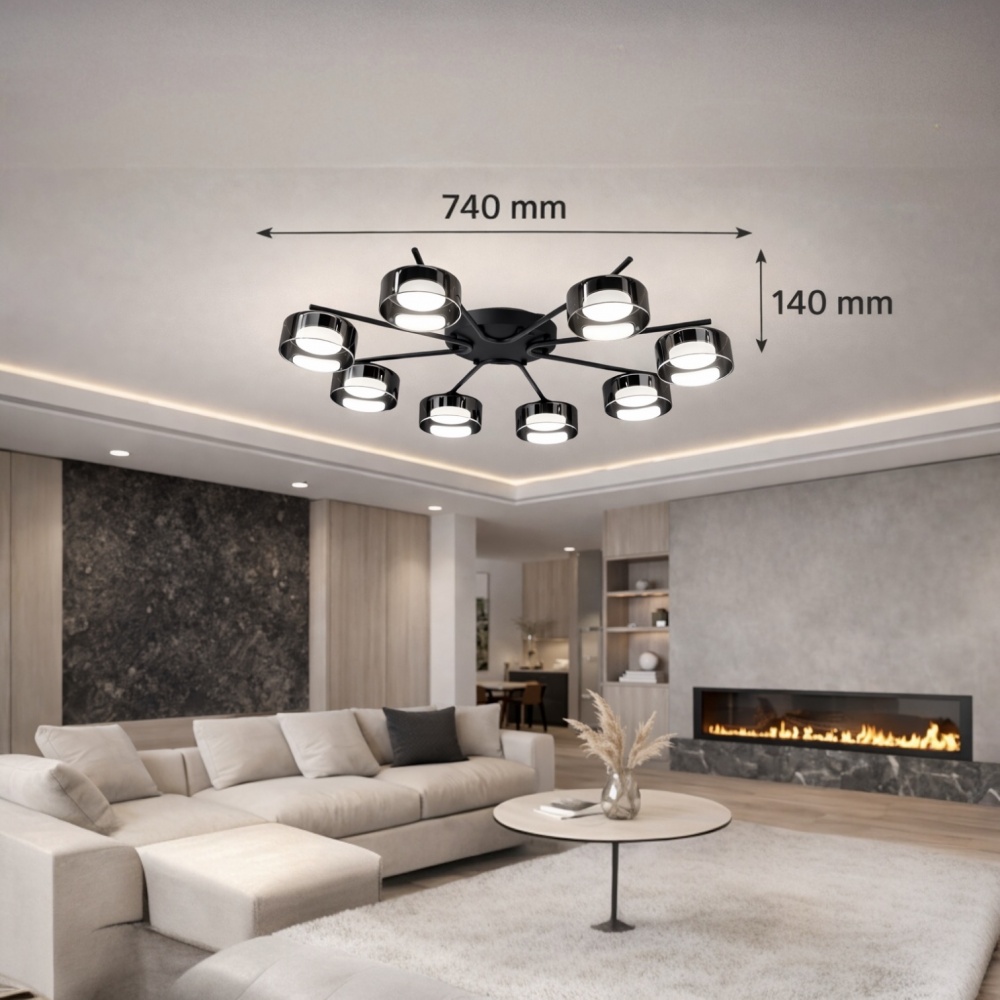 Люстра потолочная LIGHT SET DUSHA MS228 8x12 Вт GX53 черный/дымчатый