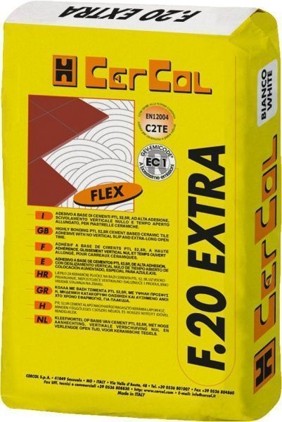 Клей для плитки Cercol F.20 Extra білий 25кг