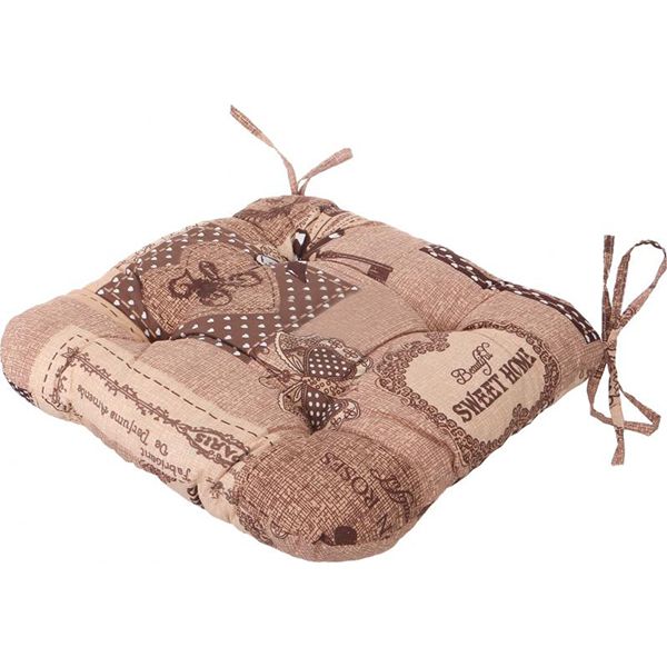 Подушка на стул Indigo стеганая серия Soft 38х38х8 см коричневая