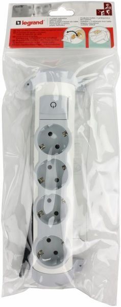 Колодка Legrand Comfort с заземлением 4 гн. серый 694629 