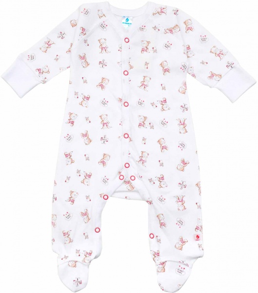 Комбинезон Minikin красные мишки р.56 голубой 198050374 