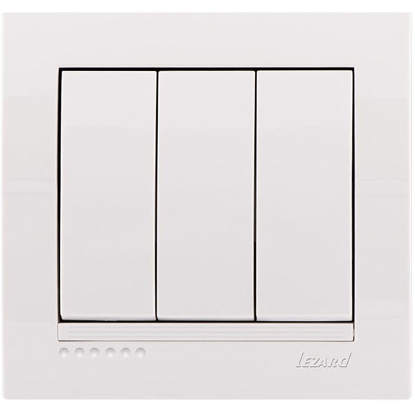 Выключатель трехклавишный Lezard Deriy без подсветки 10 А 250В IP20 белый