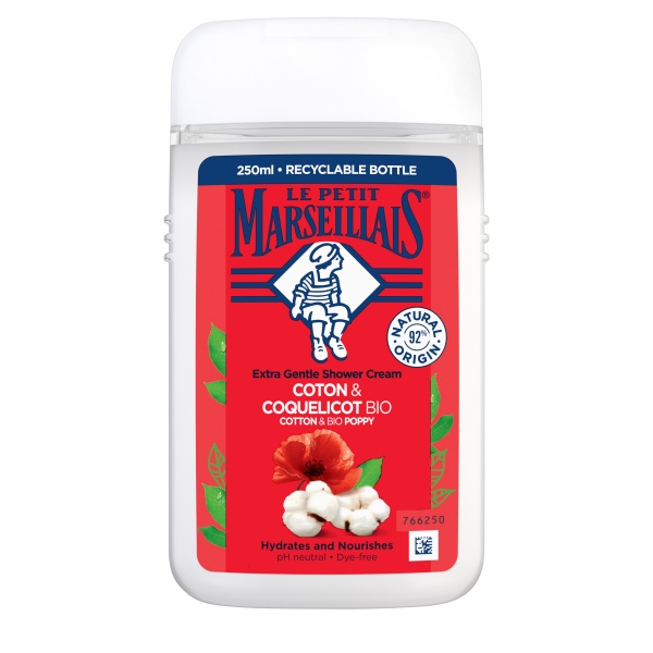 Гель для душа Le Petit Marseillais БИО хлопок и мак 250 мл