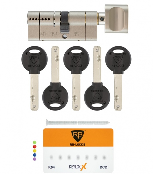 Цилиндр RB-LOCKS KEYLOCX 35x35 ключ-вороток 70 мм никель сатин