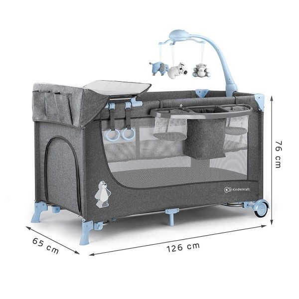 Манеж-кровать Kinderkraft с пеленатором Joy голубой KKLJOYBLU000AC