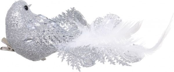 Декорація новорічна Пташка 14 см срібна із золотим EPI-EYJY13015-16 