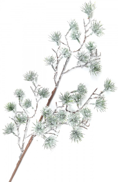 Декорация новогодняя Dalian Everglory ветвь заснеженная с хвойными пучками 72 см EYK20-218B 