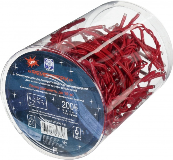Электрогирлянда линейная Фейерверк красный LDFC200-R-E встроенный светодиод (LED) 200 ламп 2 м 