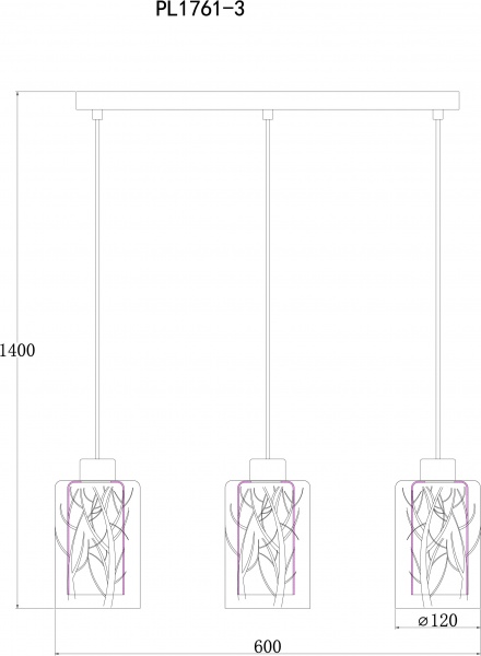Підвіс Accento lighting Bizy 3x60 Вт E27 хром ALPL-PL1761-3