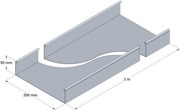 Лоток неперфорований металевий 200x50 мм (0,7) L-3 м білий цинк