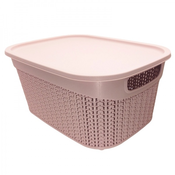 Кошик Ucsan Plastik KNIT прямокутна з кришкою 9 л рожевий 