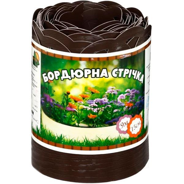 Бордюрная лента 150x0,65x9000 мм перфорированная коричневая