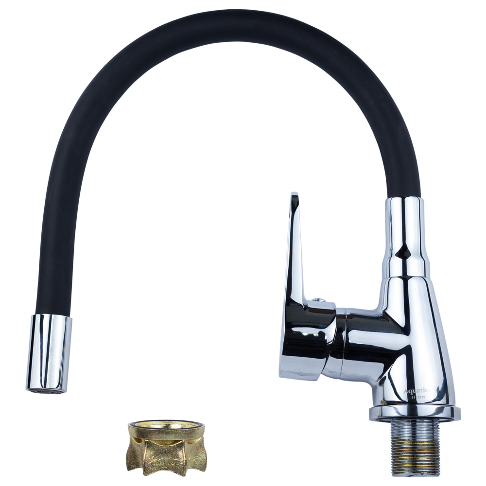 Смеситель Aquatica HL Ø 35 для кухни гусак силиконовая на гайке (HL-4B530C)