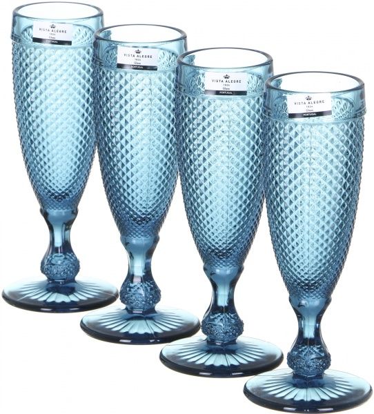 Набор бокалов для шампанского Bicos Cinza бирюзовый 190 мл 4 шт. 49000092 Vista Alegre