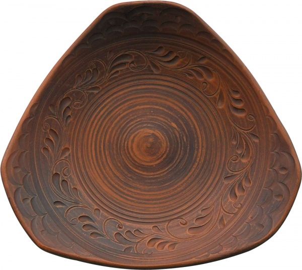 Блюдо для сиру трикутне Альтанка 30 см Український гончарний посуд 