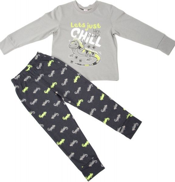 Пижама детская для мальчика Roksana р.128-134 серый с рисунком №1065/12331 