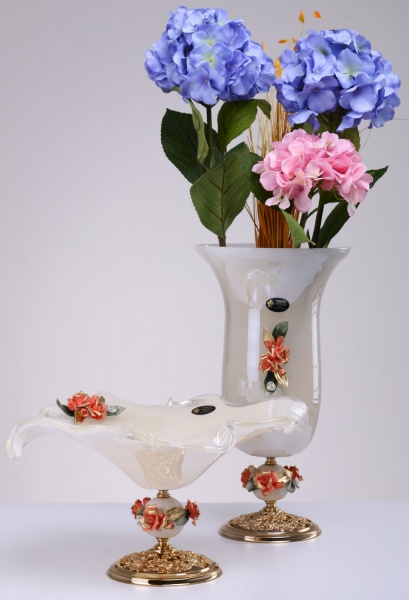 Ваза бежевая CAMPANA IVORY/PESCA 24X24X44 White cristal