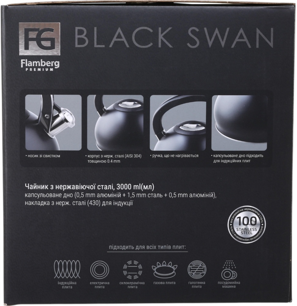 Чайник Flamberg Premium EB-TK3001-H 3 л черный