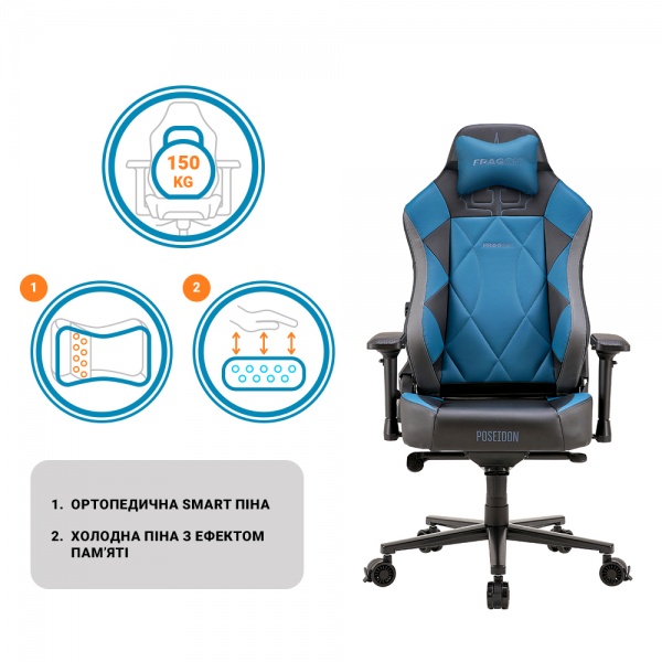Кресло игровое FRAGON 7X Series Poseidon черно-синий 