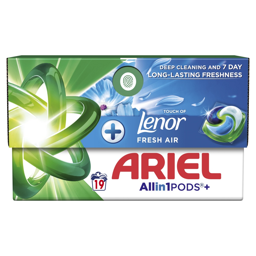 Капсулы для машинной стирки Ariel Все-в-1 Прикосновение свежего воздуха Lenor 19 шт.