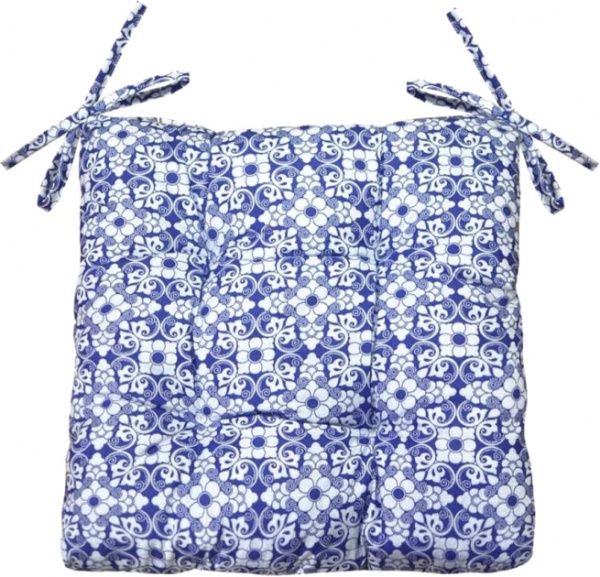 Подушка на стілець Візерунок на синьому 40х40 см Прованс